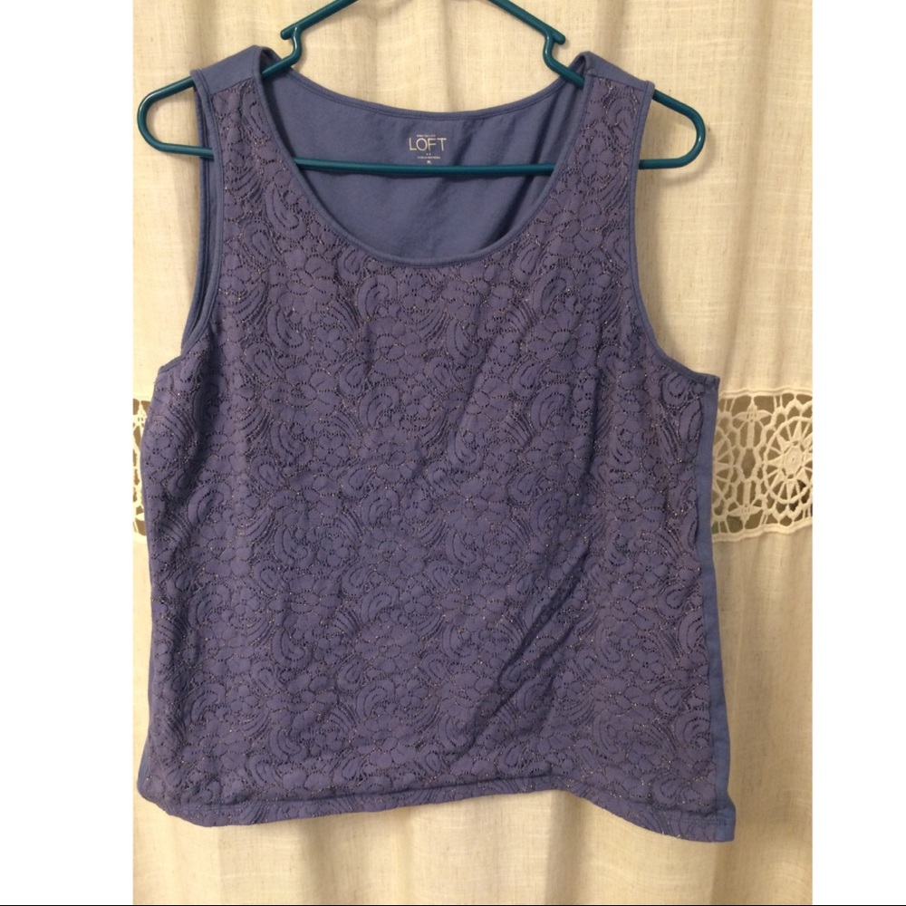 Loft Textured Tank Top, lavender-purple, size XL